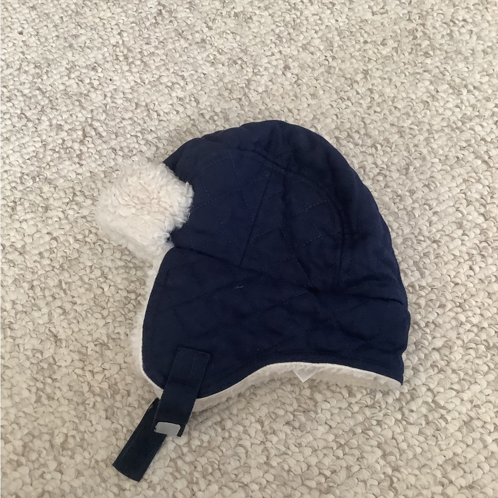 EUC Old Navy Sherpa Trapper Snow Hat Toddler Baby 12-18 Months Navy